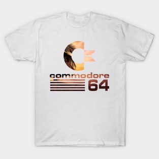 Commodore 64 Sunset Vaporwave Logo T-Shirt